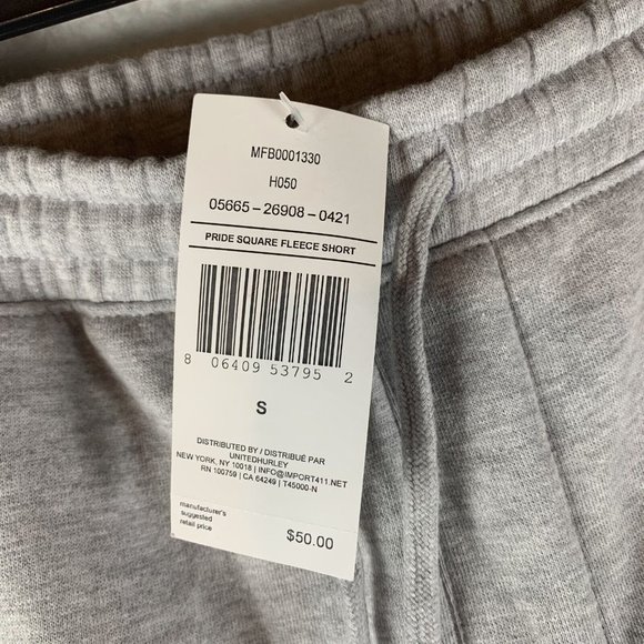 Hurley Shorts Men's Small Gray Cotton Pride Square Fleece Drawstring Waist‎ 6891 - Picture 3 of 10